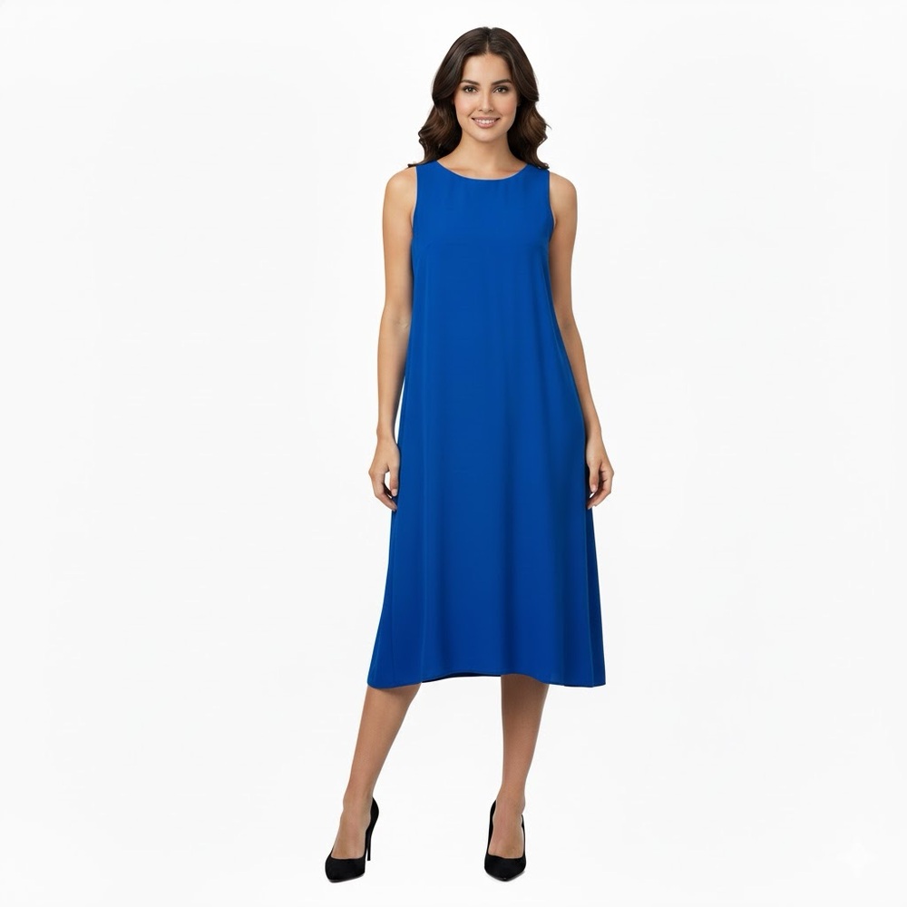 Eileen Fisher | 100% Silk Tie Back Midi Dress with Back Slit Size S